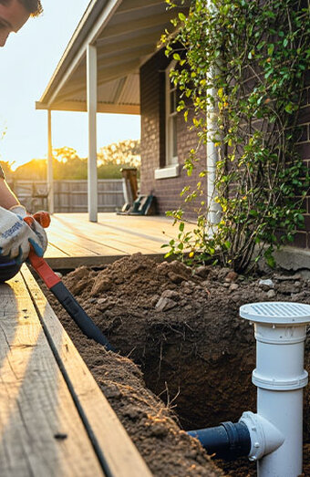 Plumber Digging Drainage